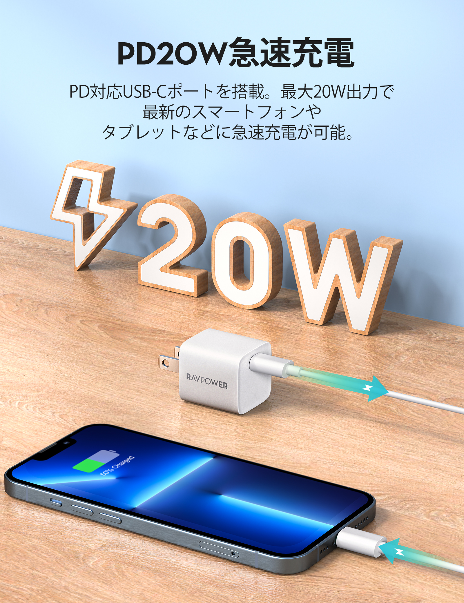RP-PC1027 【PD20W出力対応 USB Type-C 充電器 】 | RAVPower Japan